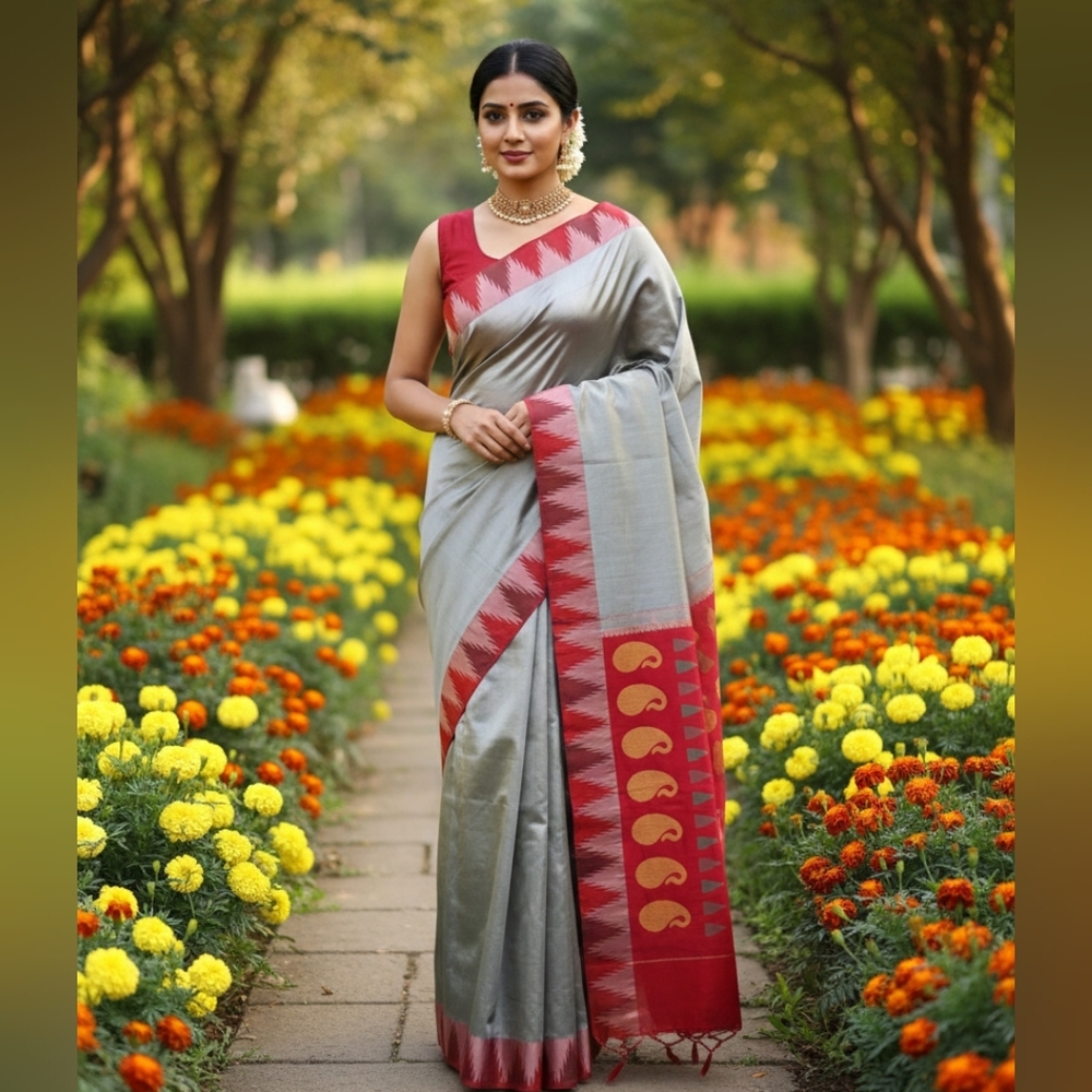 Women New Pure Silk Kanjivaram Saree Festive Wedding Party
